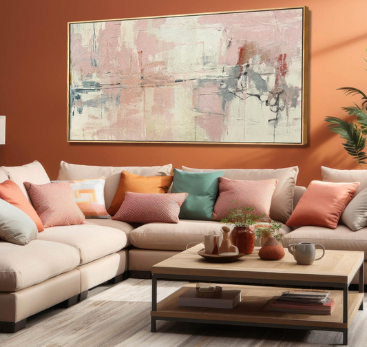 24x48 pink abstract framed canvas 🌸