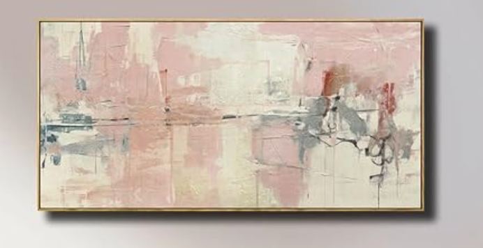 24x48 pink abstract framed canvas 🌸