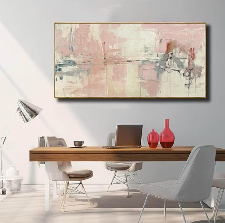 24x48 pink abstract framed canvas 🌸