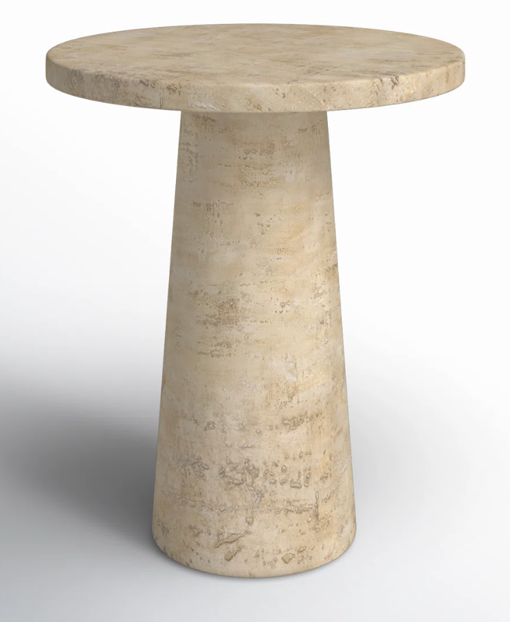Beige concrete round end table ☕