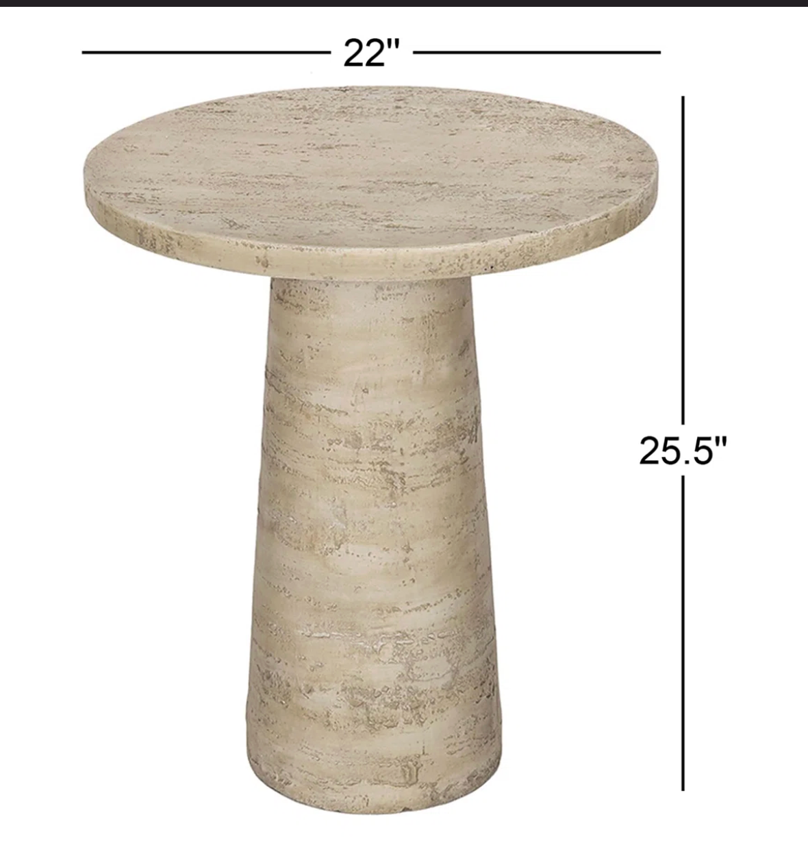 Beige concrete round end table ☕