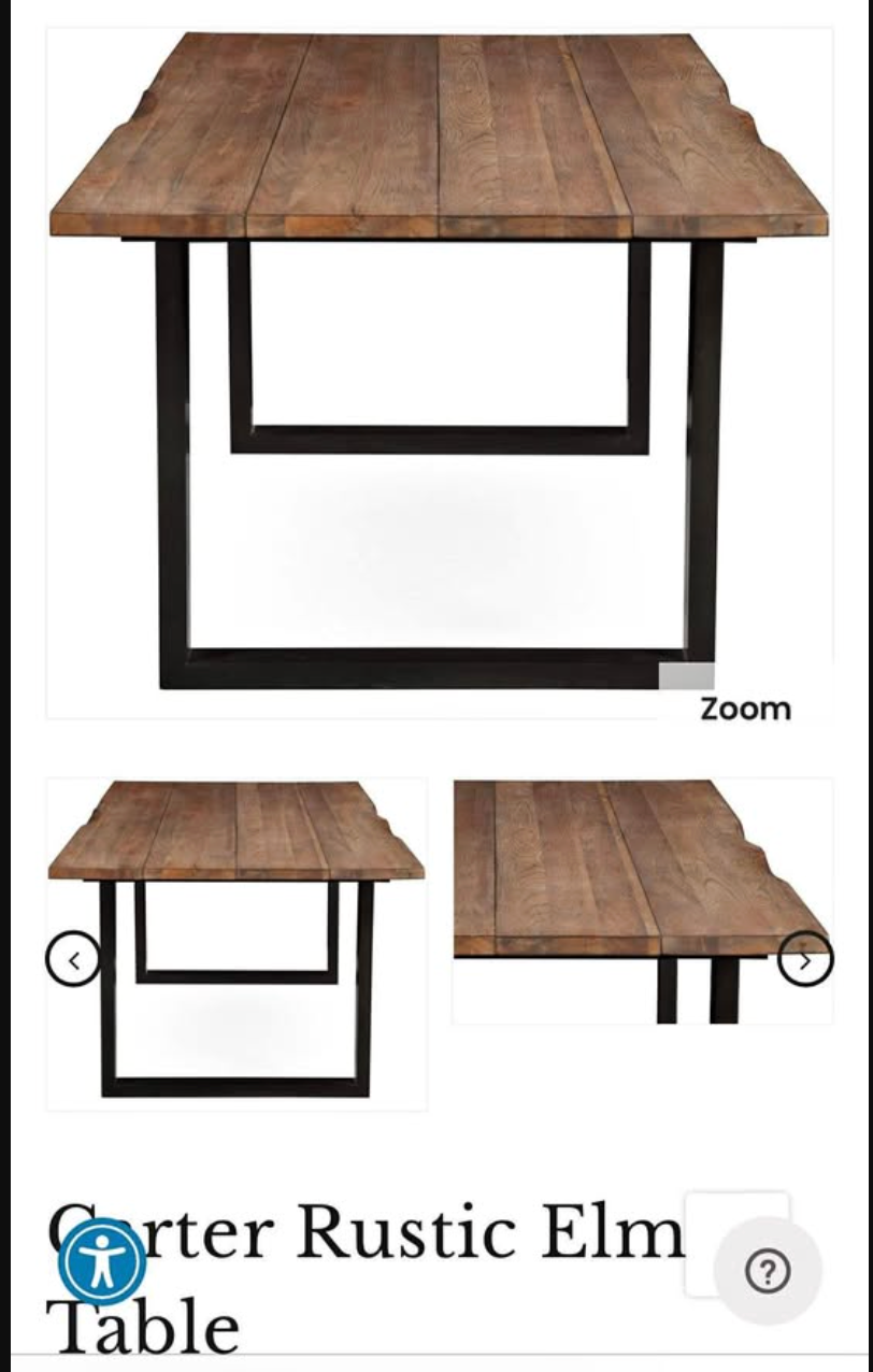 Brown live edge wood dining table w/ black metal legs 🍽️