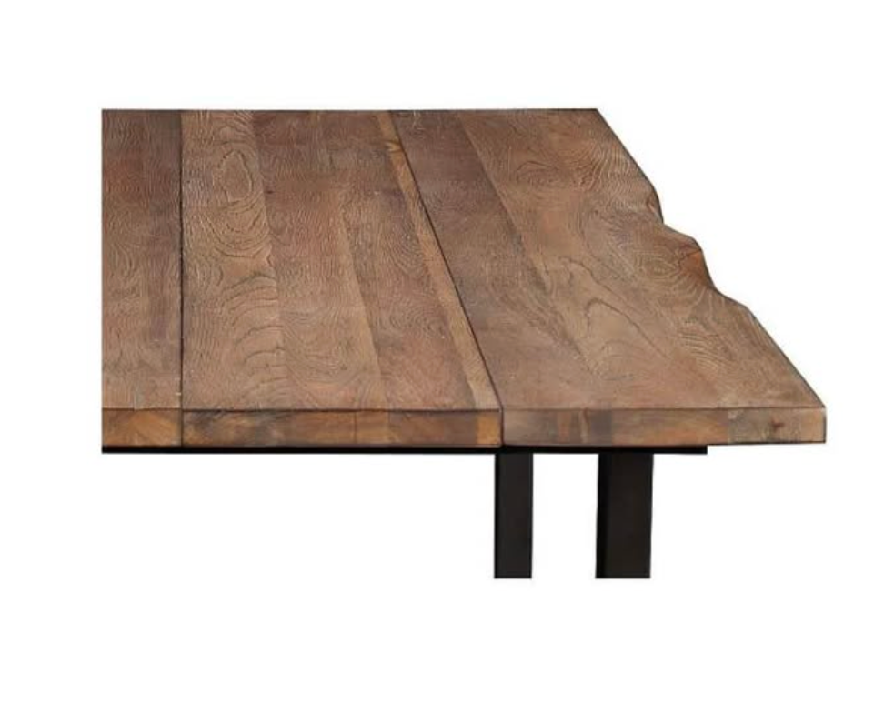 Brown live edge wood dining table w/ black metal legs 🍽️