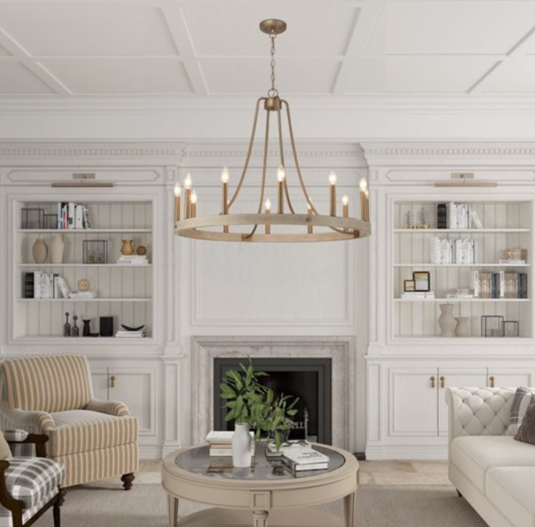 12-light farmhouse modern 34" wagon wheel chandelier 🕯️