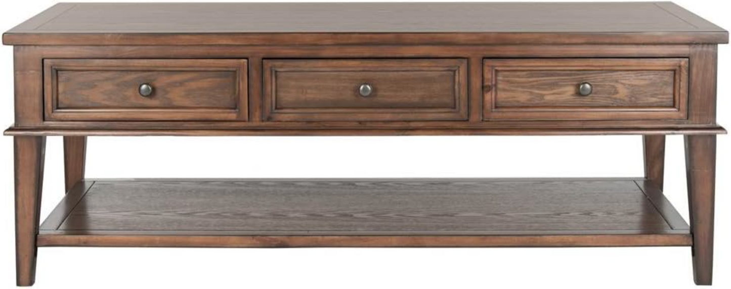 Pinewood (sepia finish) coffee table w/ 3 drawers ☕