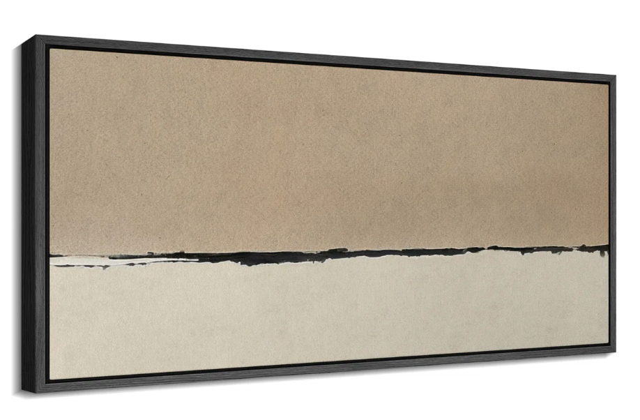 30x60 minimalist beige & black abstract framed canvas 🖤