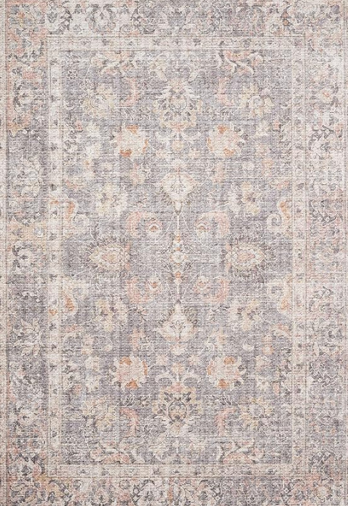 Loloi 6ft round grey & apricot rug 🧡