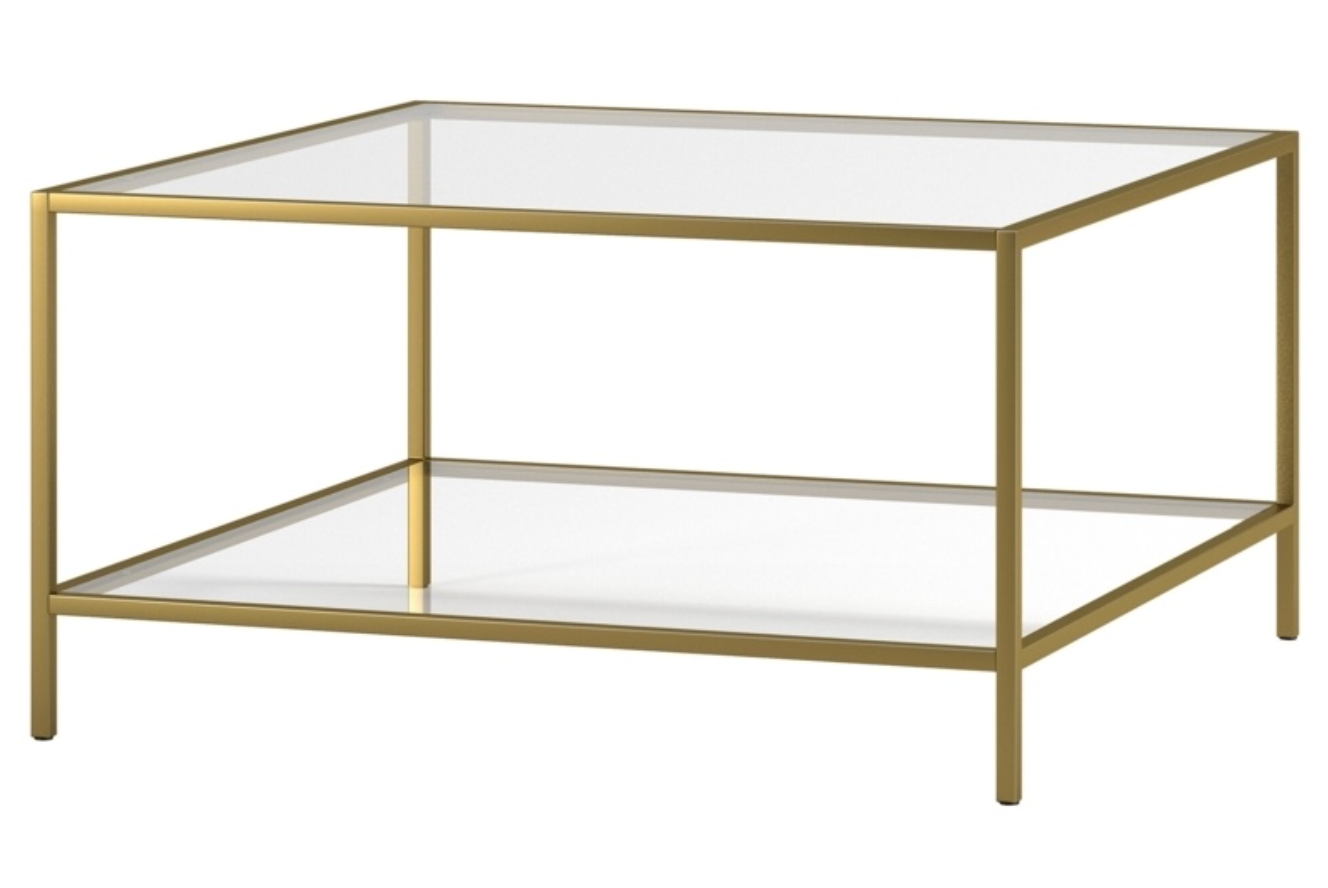 Luxury gold leaf square modern coffee table w/ glass top ✨