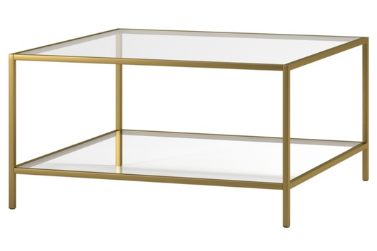 Luxury gold leaf square modern coffee table w/ glass top ✨