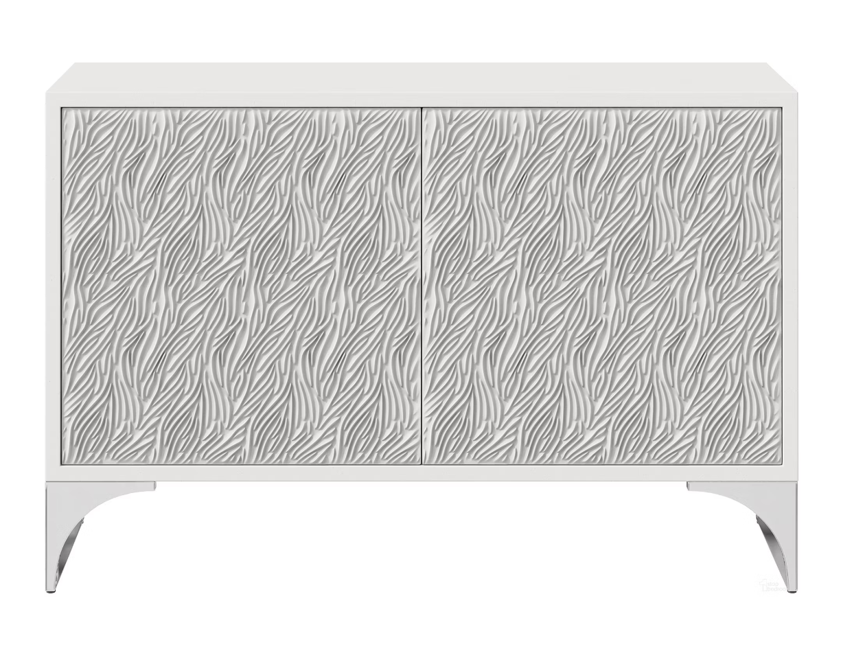 White sideboard chest w/ wheat field inspired sculpted doors 🤍