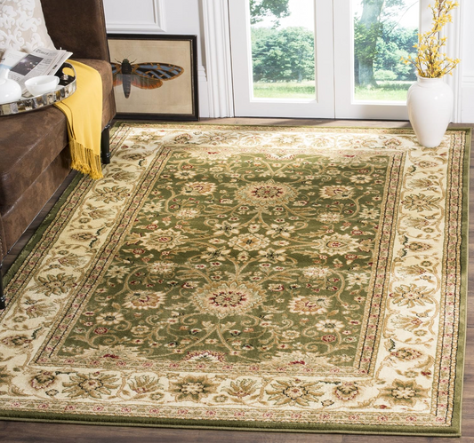 5x8 sage & ivory traditional oriental wool rug ⛰️