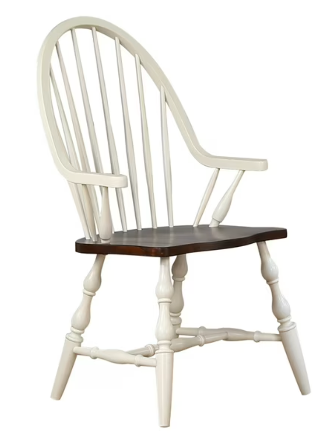 Antique white & chestnut brown accent chair 🤎🤍