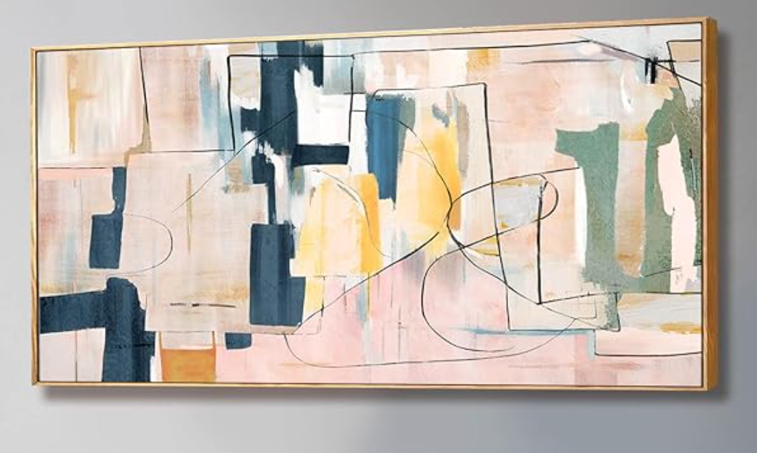 Abstract modern black line 36"x70" wall art 🖤