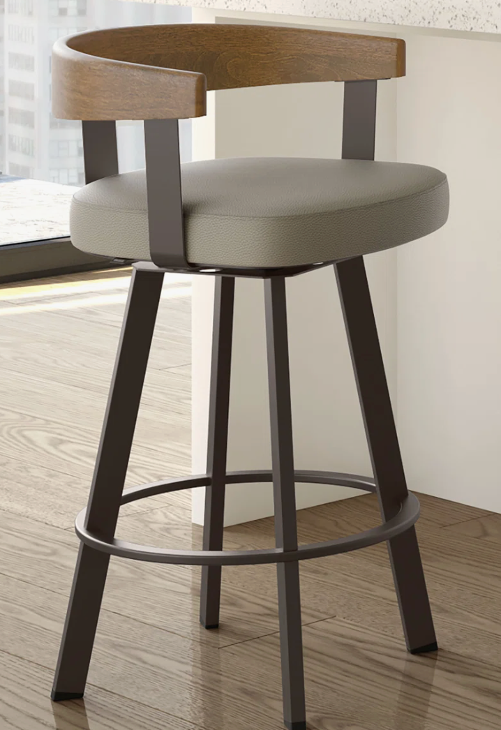Swivel Upholstered Counterheight barstool w/ wood backrest 🍺