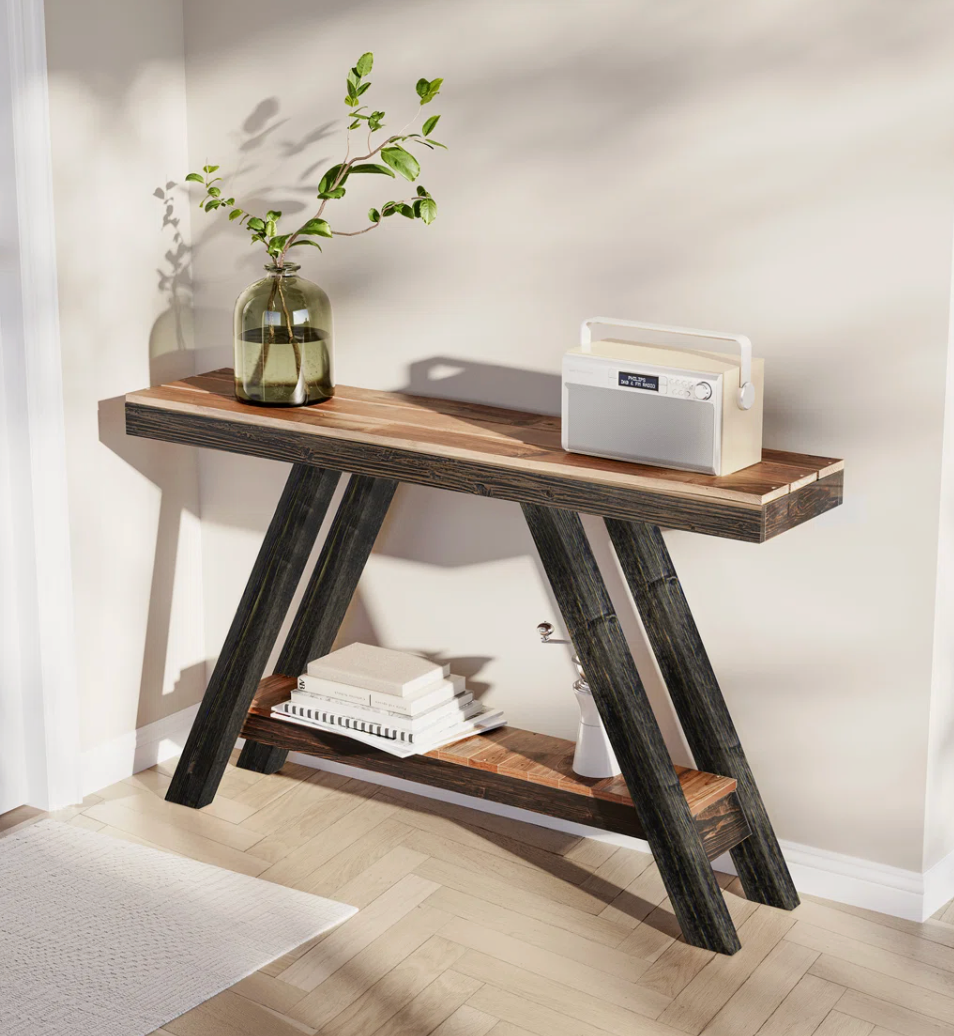 Natural reclaimed solid wood console table ⛰️