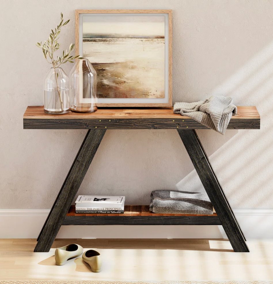 Natural reclaimed solid wood console table ⛰️