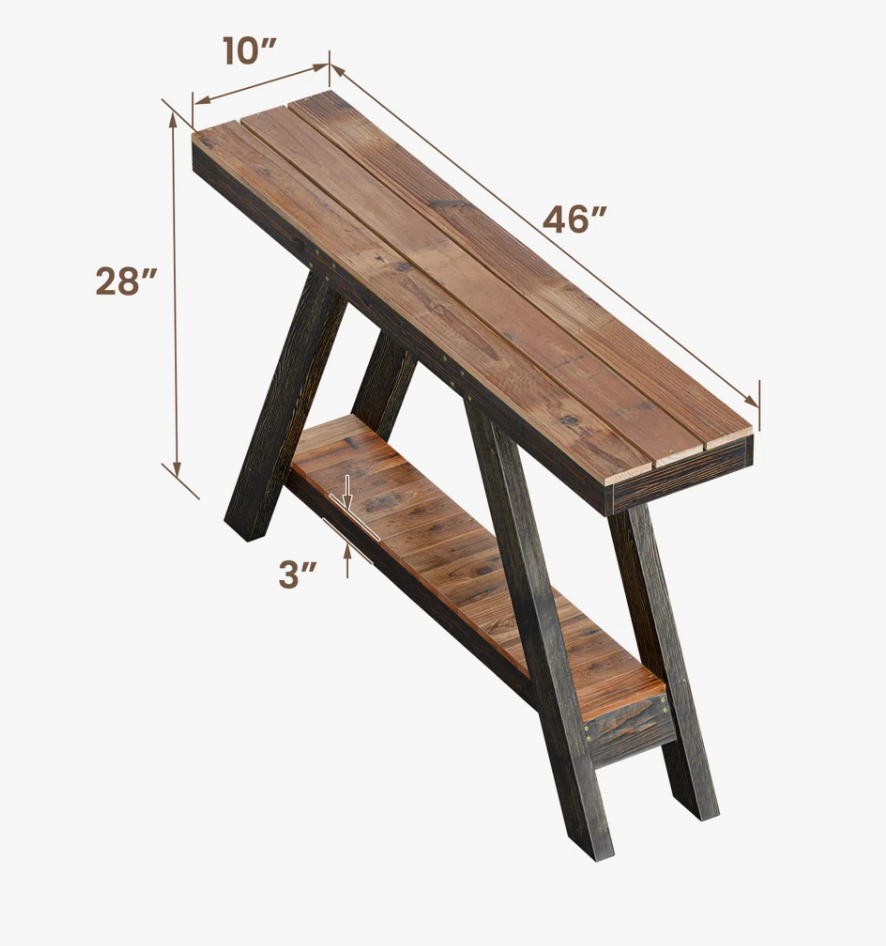 Natural reclaimed solid wood console table ⛰️