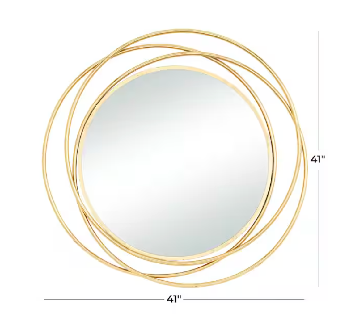 Gold metal 41" round wall mirror w/ overlapping circles 💫