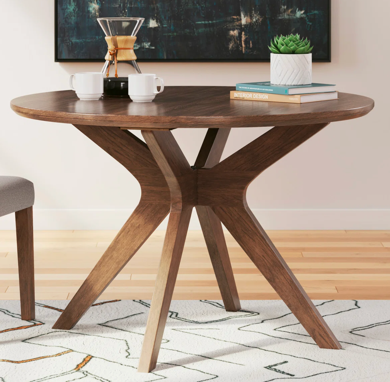 45" round brown modern dining table 🤎🍽️