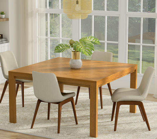 54" square wood dining table in oak veneer🍴