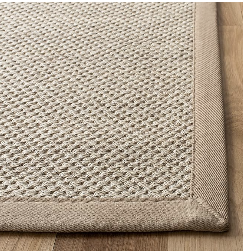 5x8 marble & linen sisal woven rug w/ cotton border 🌻