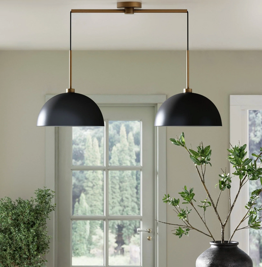 Nathan James modern 2-light Black/Vintage Brass pendant 🖤