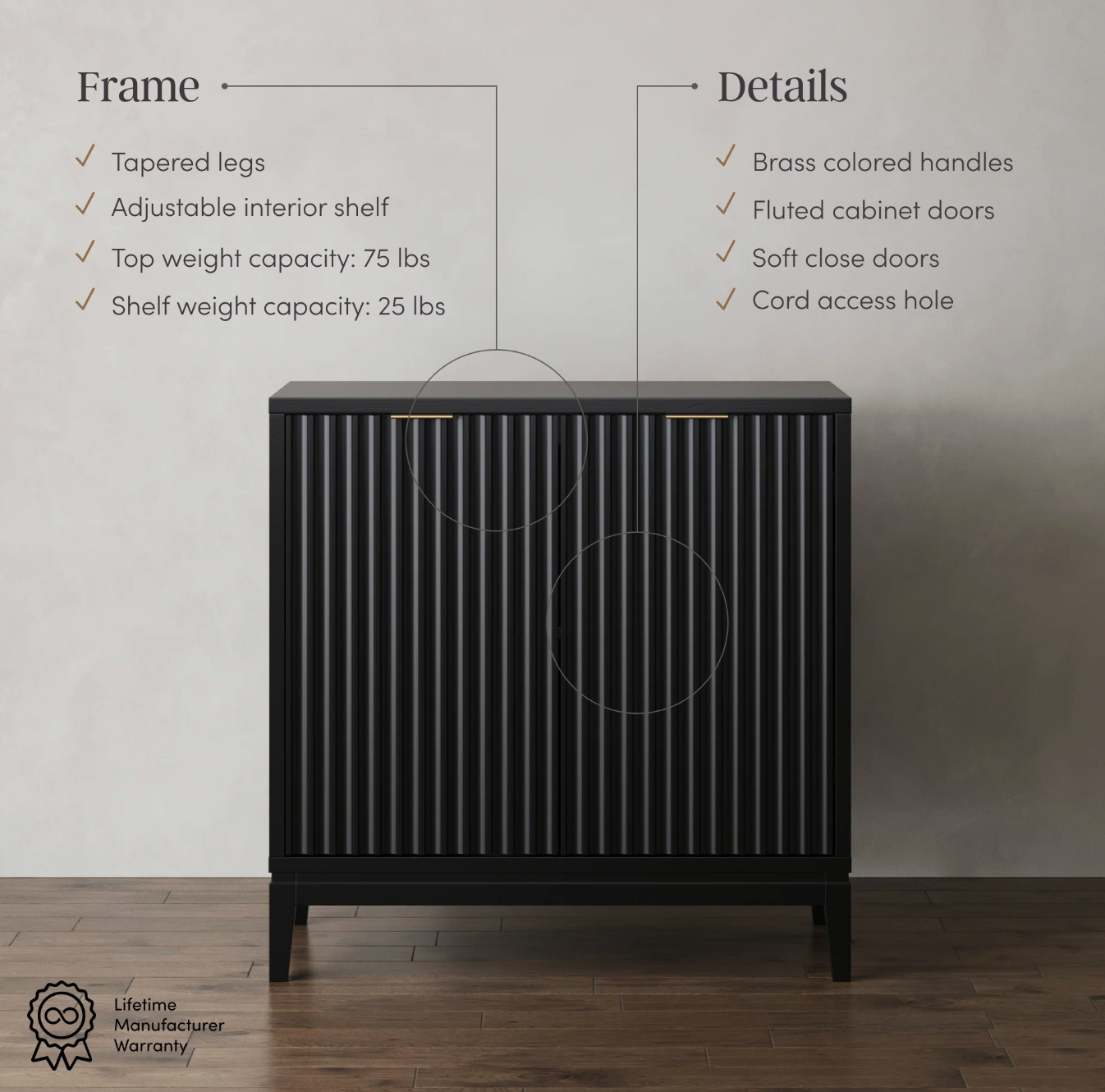 Nathan James black oak fluted modern sideboard or accent cabinet 🖤