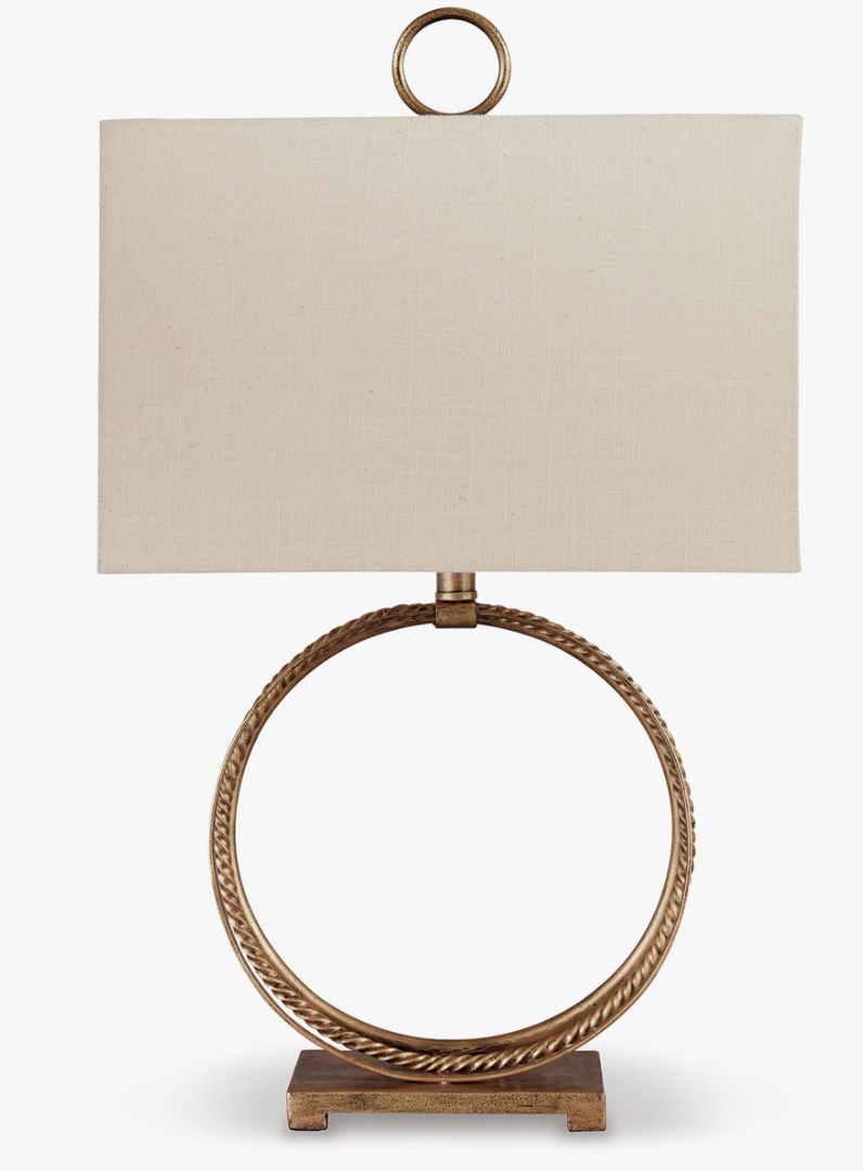 28” antique gold round table lampshade 💫