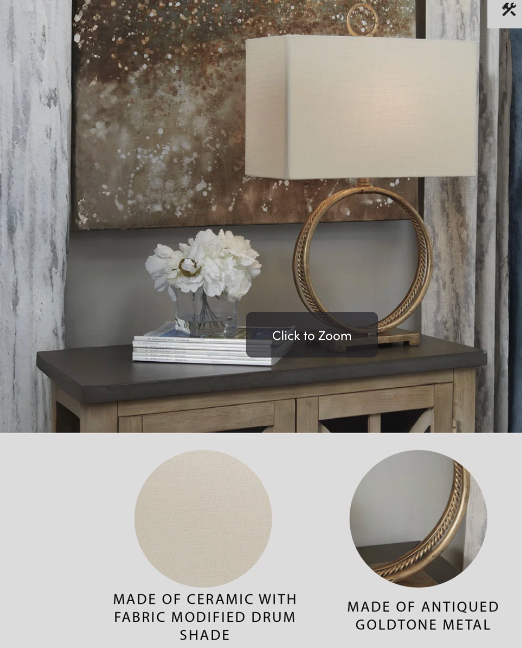 28” antique gold round table lampshade 💫