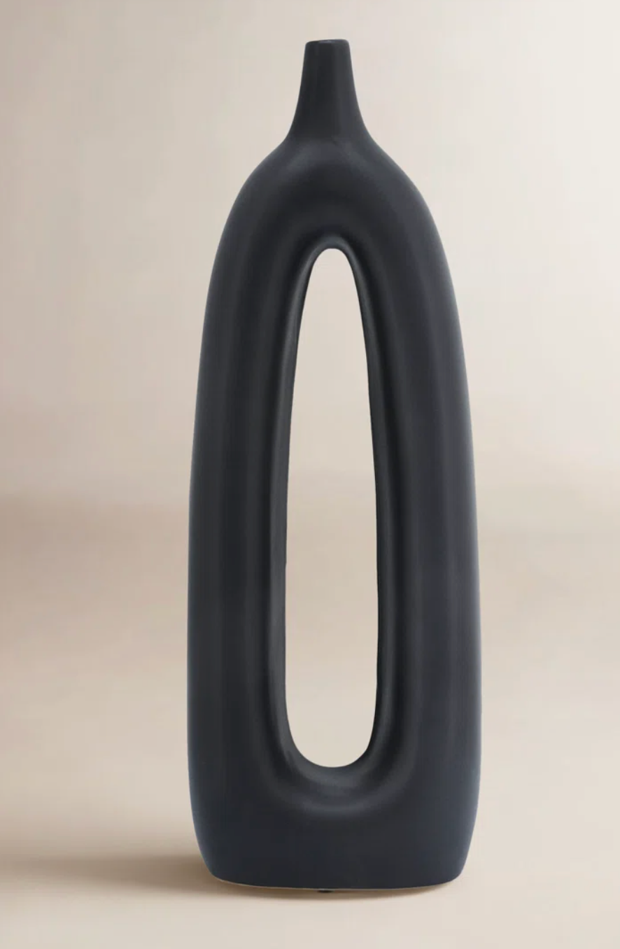 Contemporary ceramic abstract black cut-out vase 🖤