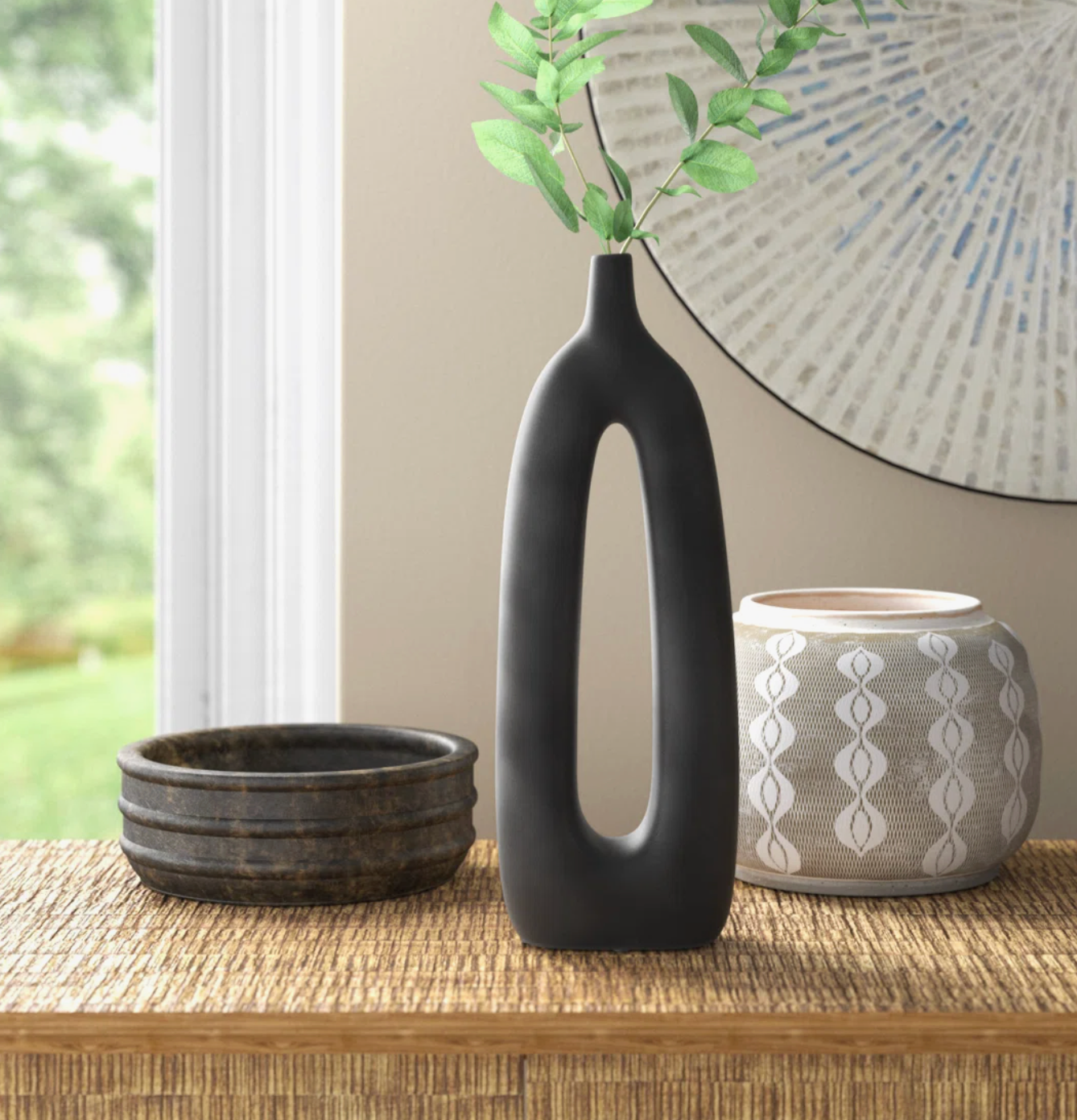 Contemporary ceramic abstract black cut-out vase 🖤