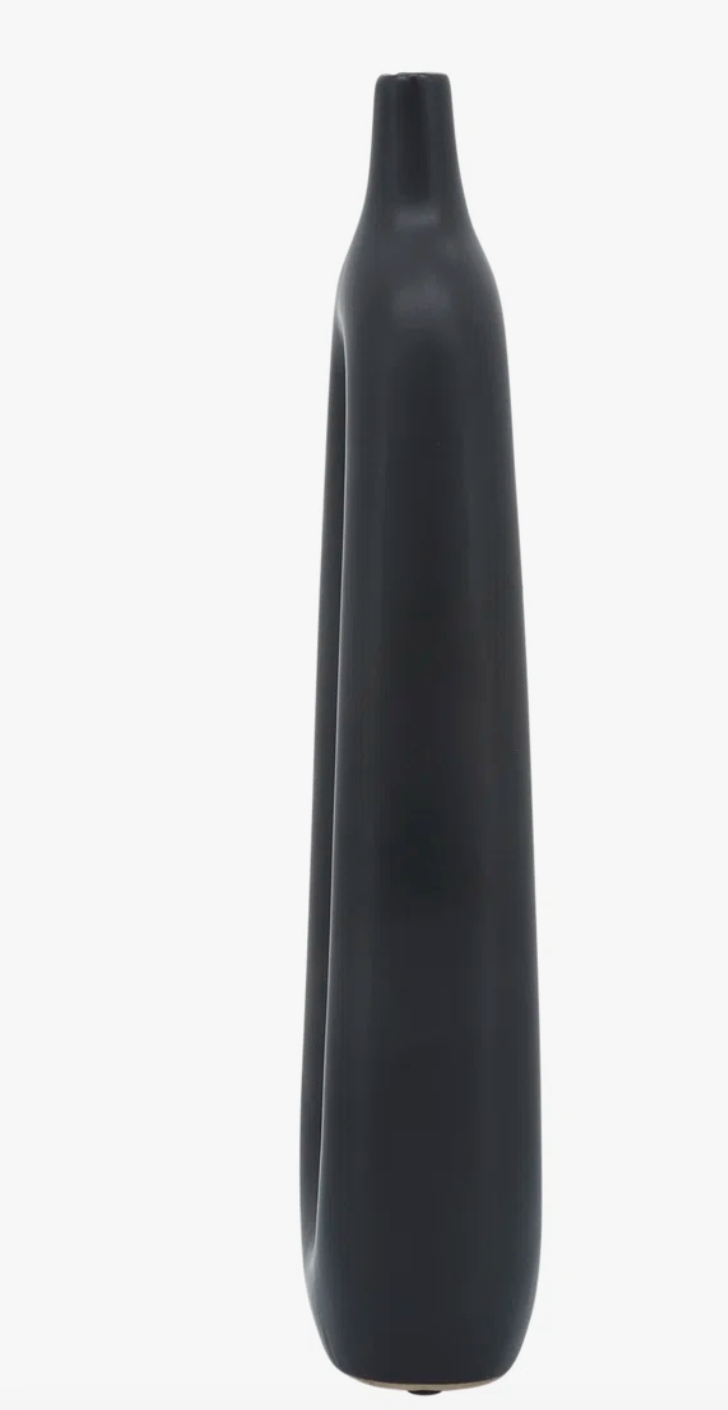 Contemporary wooden abstract black cut-out vase 🖤