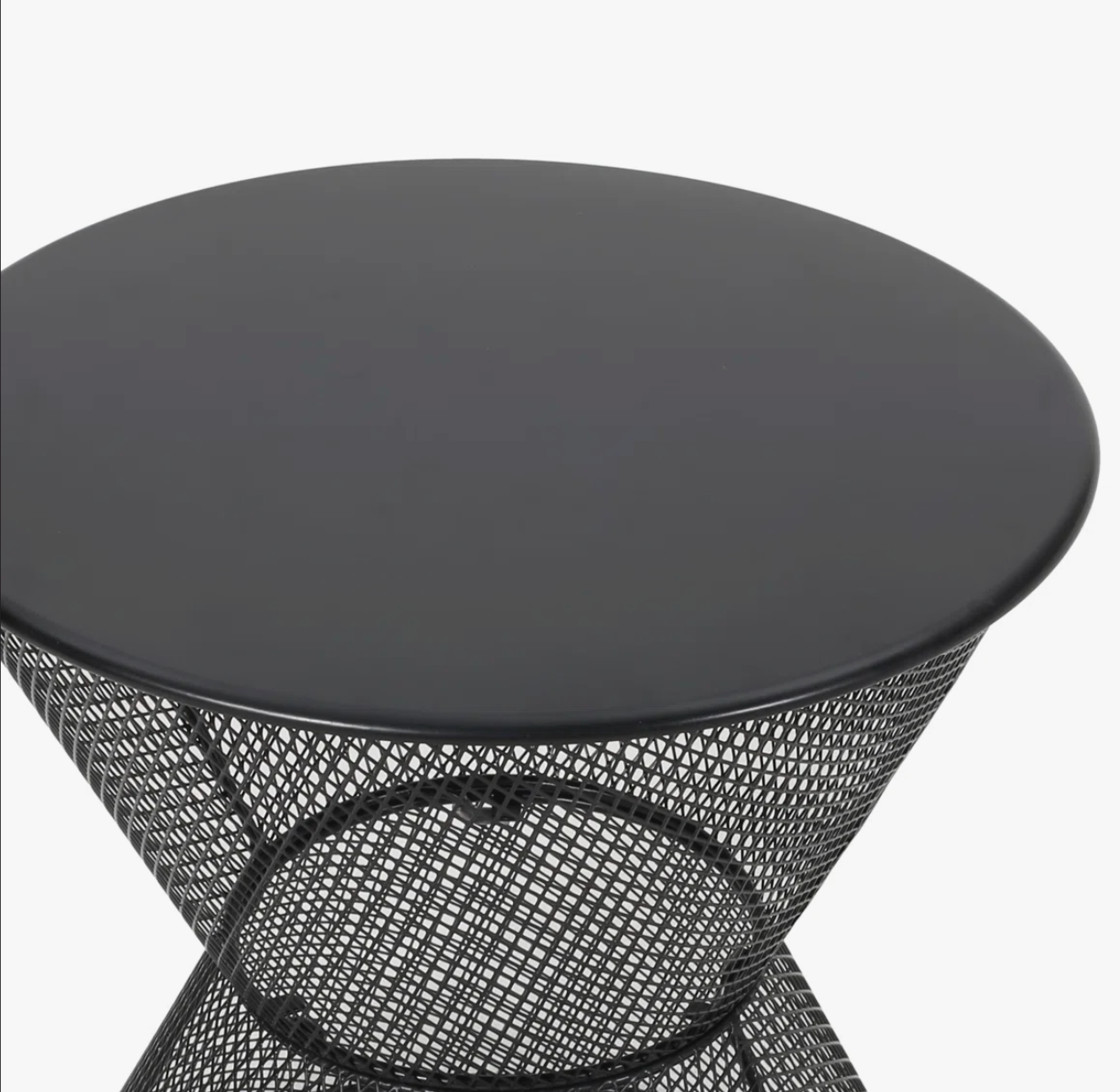 Black iron hourglass side table 🍷