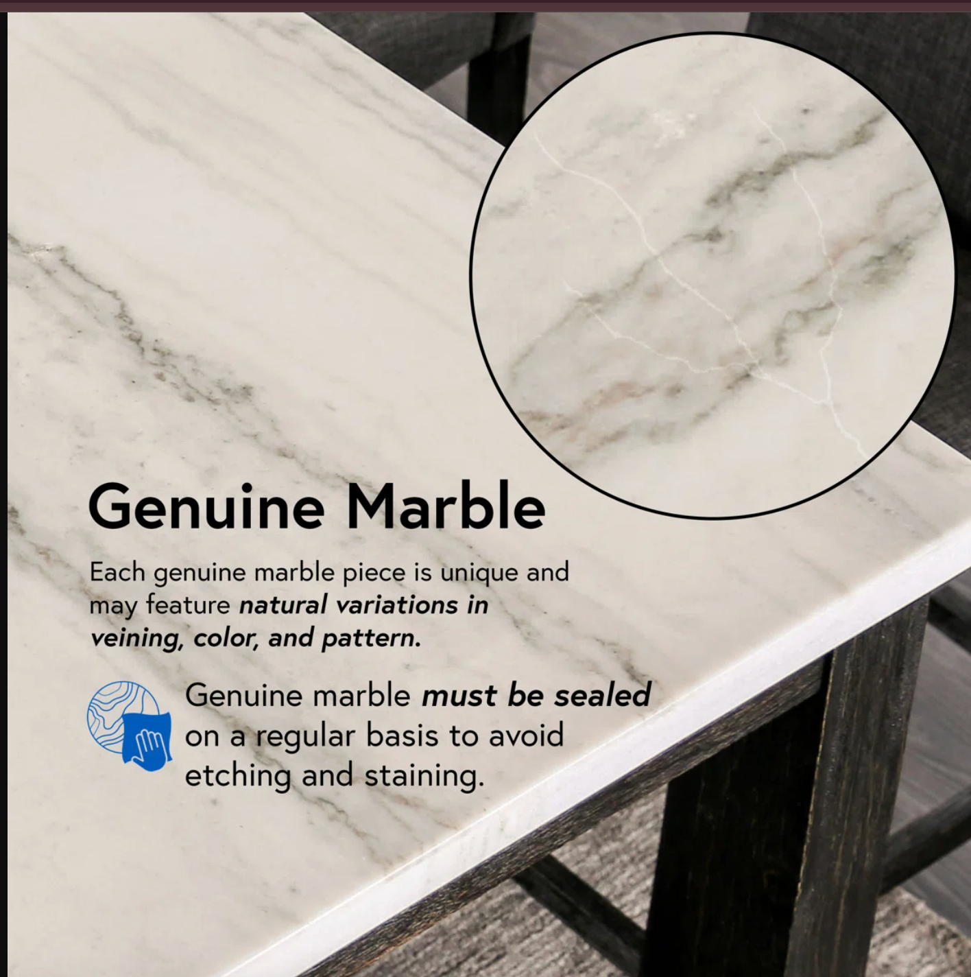 White marble top & solid wood base dining table 🍽️ ♡