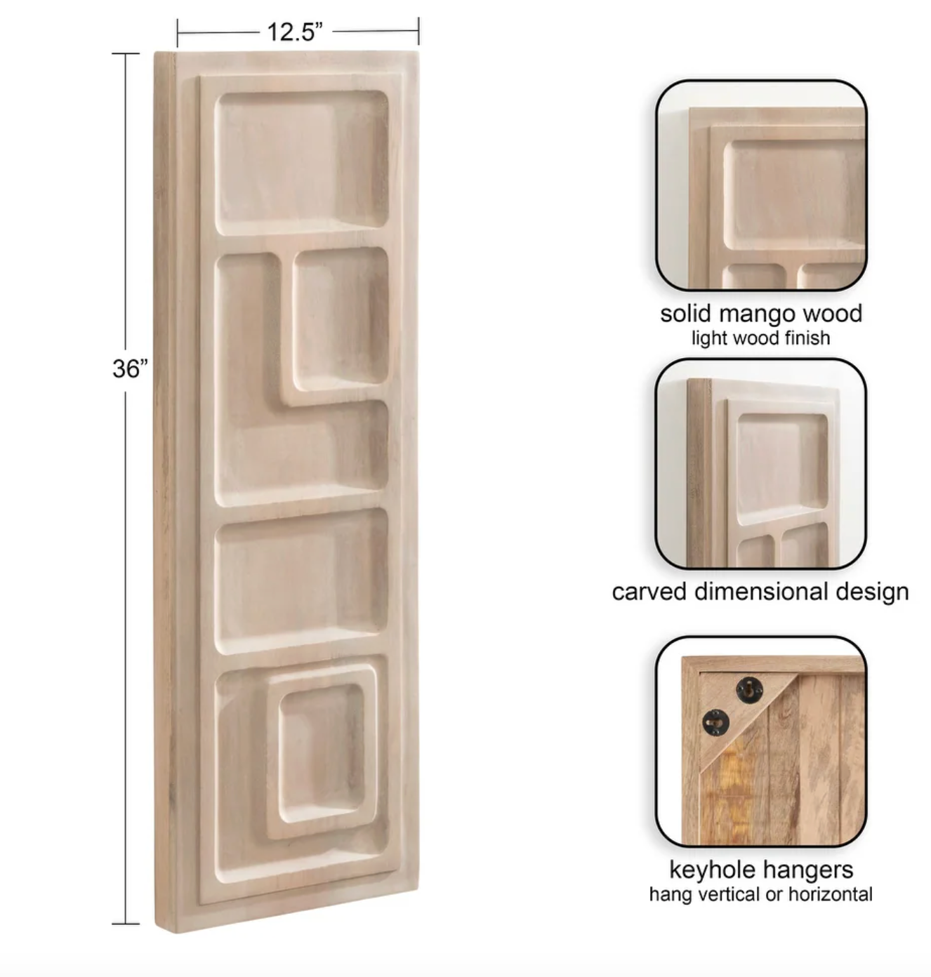 13x36 modern carved light natural wall plaque (Scandinavian) ⛰️