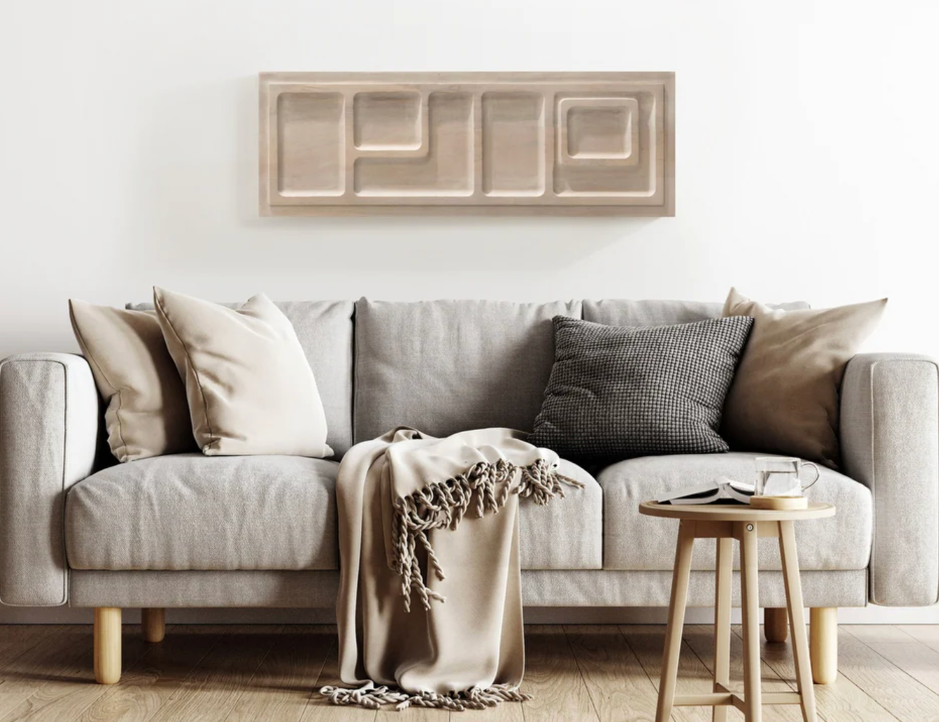 13x36 modern carved light natural wall plaque (Scandinavian) ⛰️