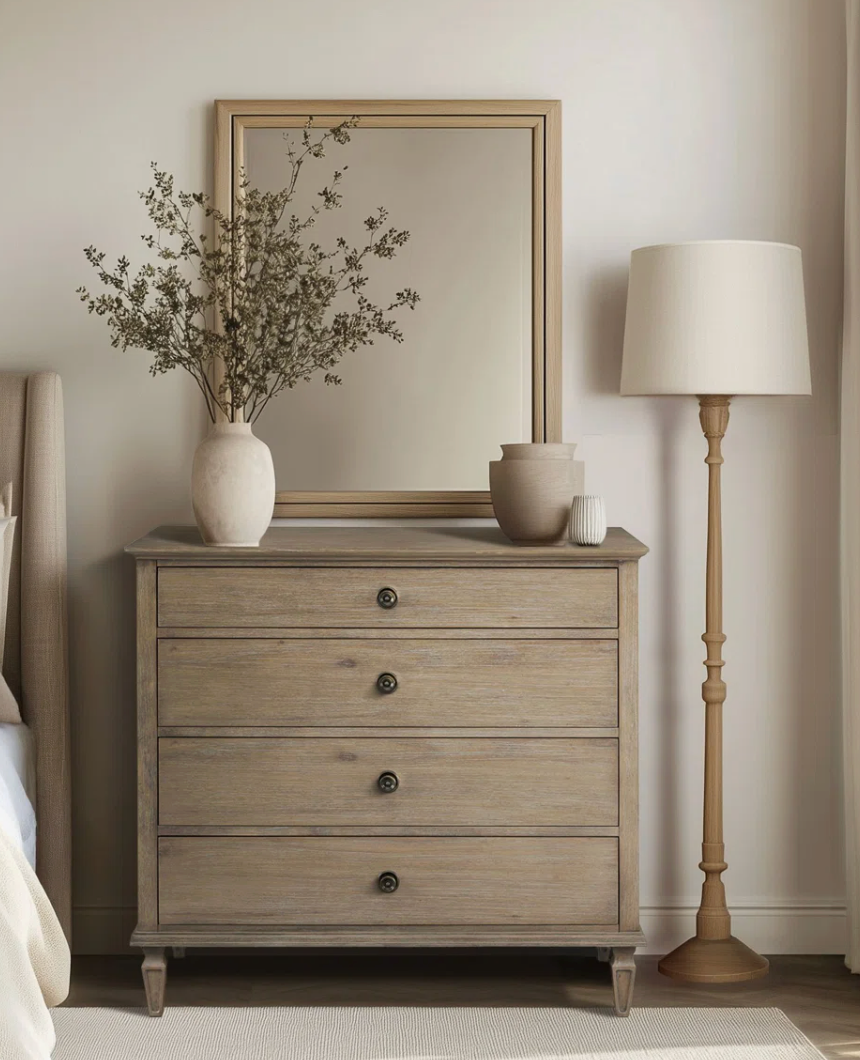 Light natural brown wood 4-drawer 40" dresser 🪴