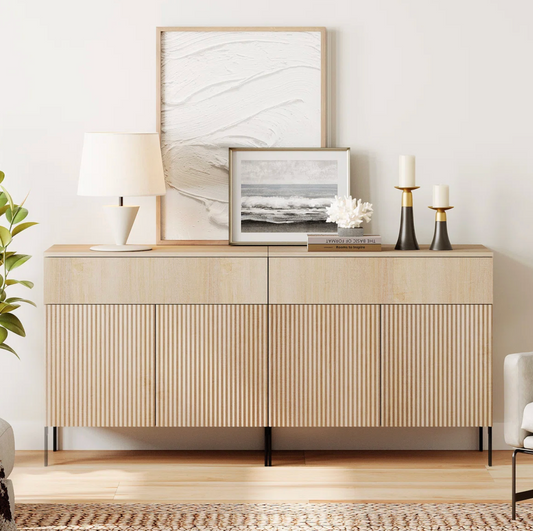 Reeded 63" accent cabinet / sideboard w/ metal legs 🌷