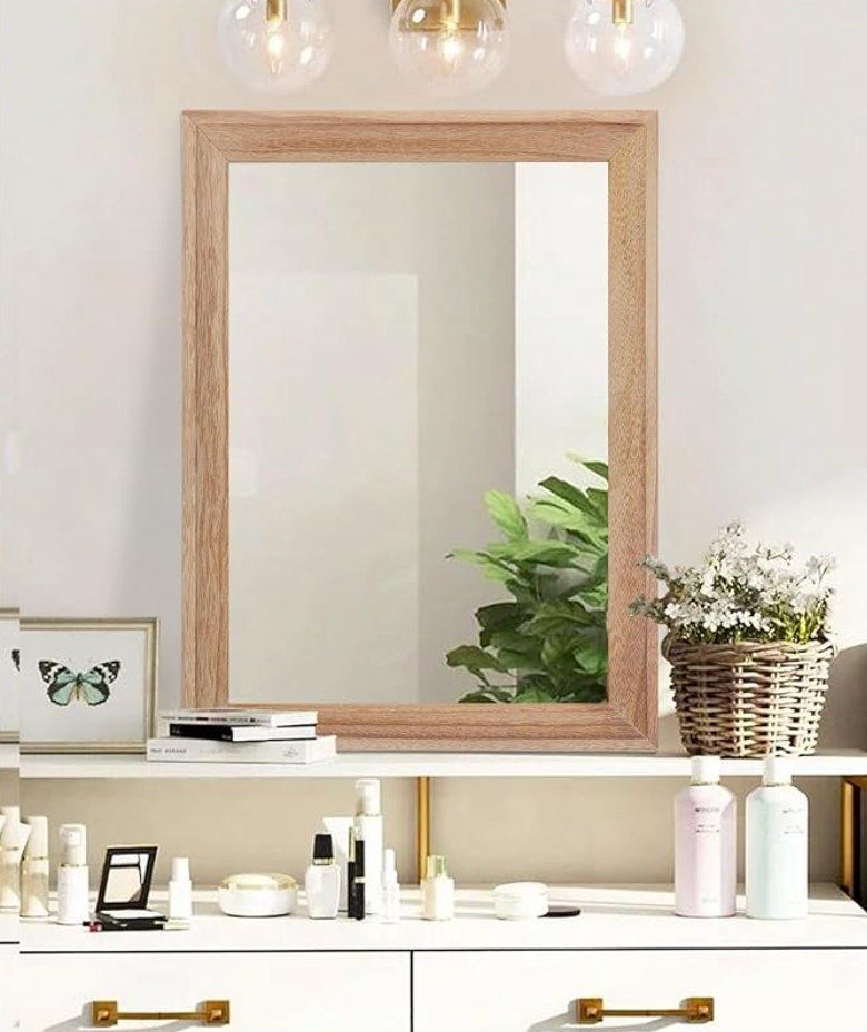 20x28 rustic white wood-framed mirror 🌻