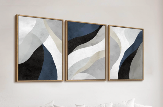 Abstract blue & grey 20x28 wood-framed canvas print 🪬