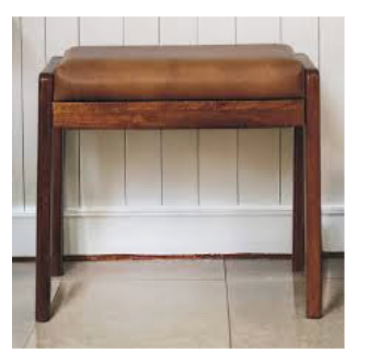 Solid mango wood stool w/ buffalo hide leather 🐃