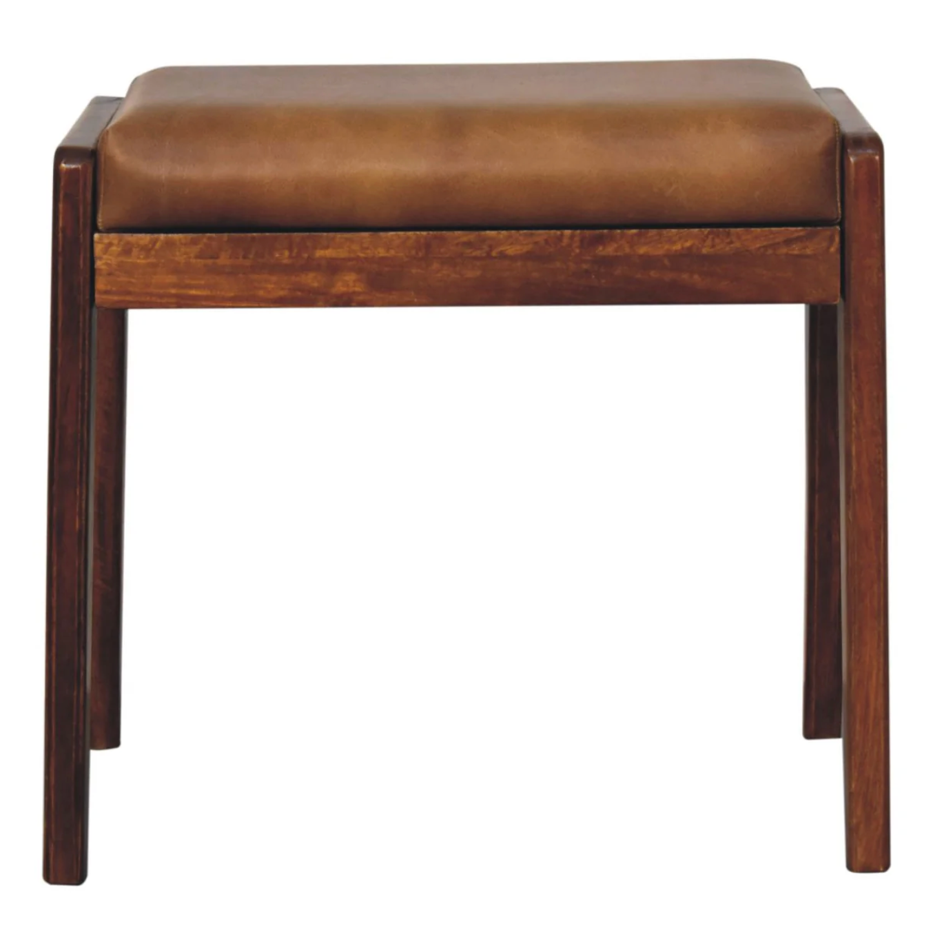 Solid mango wood stool w/ buffalo hide leather 🐃