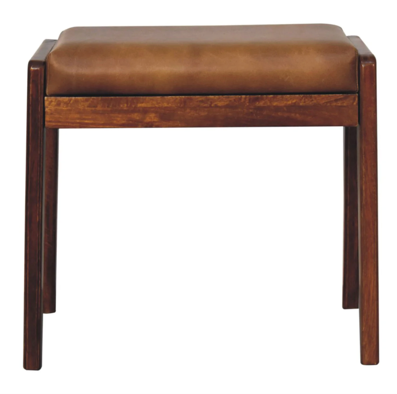 Solid mango wood stool w/ buffalo hide leather 🐃