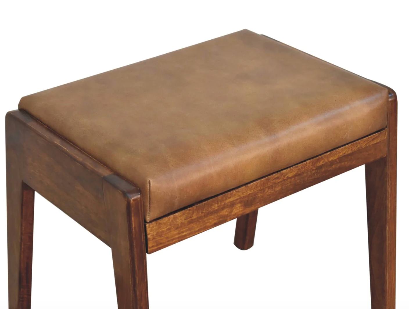 Solid mango wood stool w/ buffalo hide leather 🐃