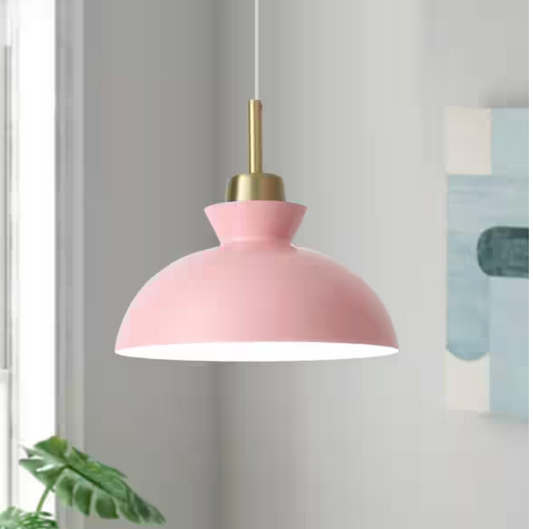 11" 1-light pink dimmable modern industrial metal pendant 🩷