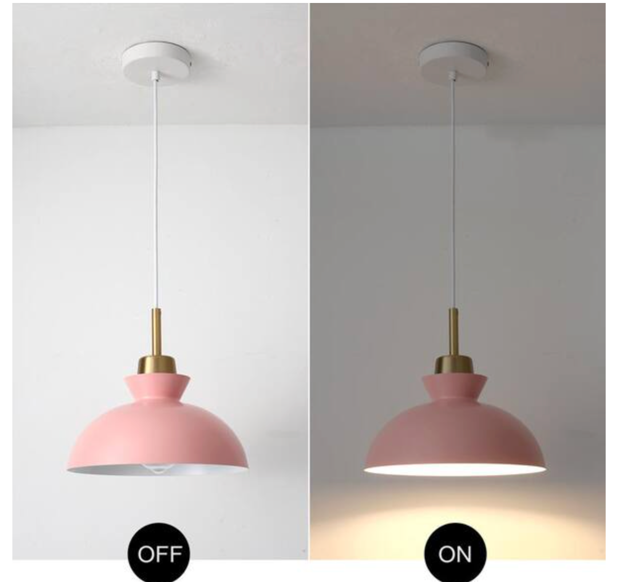 11" 1-light pink dimmable modern industrial metal pendant 🩷