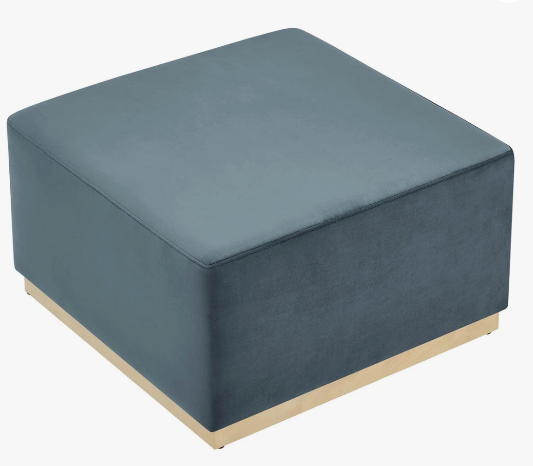 28" square upholstered blue velvet ottoman 🦋