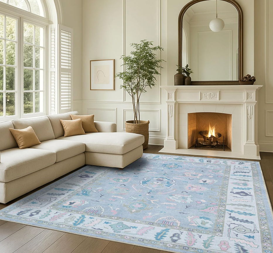 9x12 lavender modern Oushak vintage Turkish washable rug 🪻