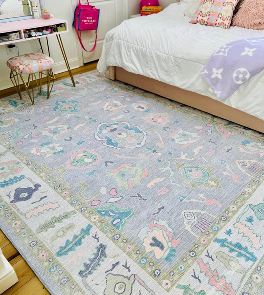 9x12 lavender modern Oushak vintage Turkish washable rug 🪻