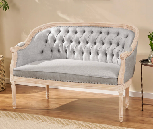 Light gray 49.5'' tufted upholstered & birch wood loveseat 🩶